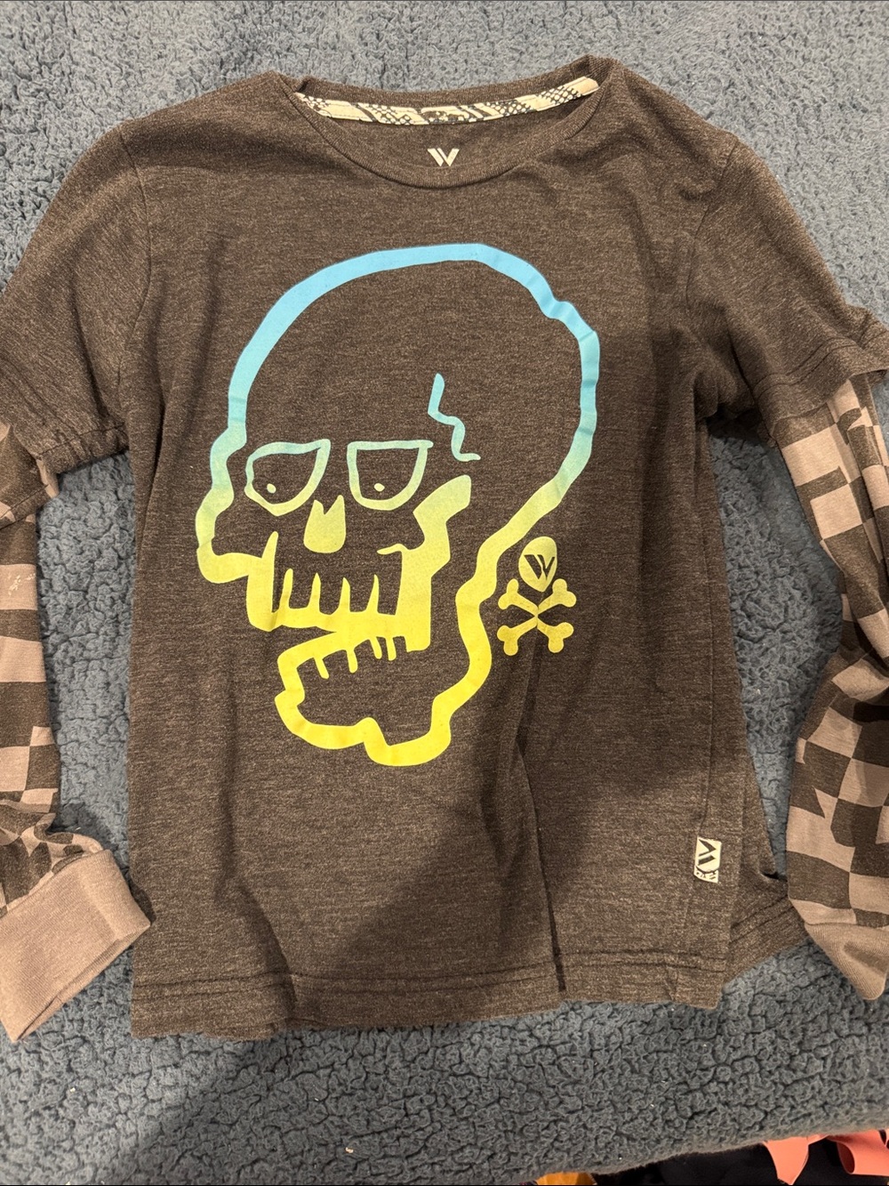 Shaun White Long Sleeve Tee with Blue and Yellow Skull